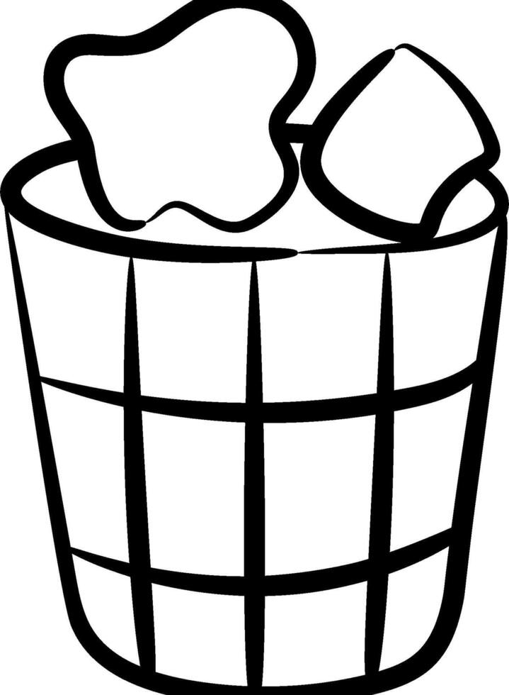 A black and white drawing of a trash can vector