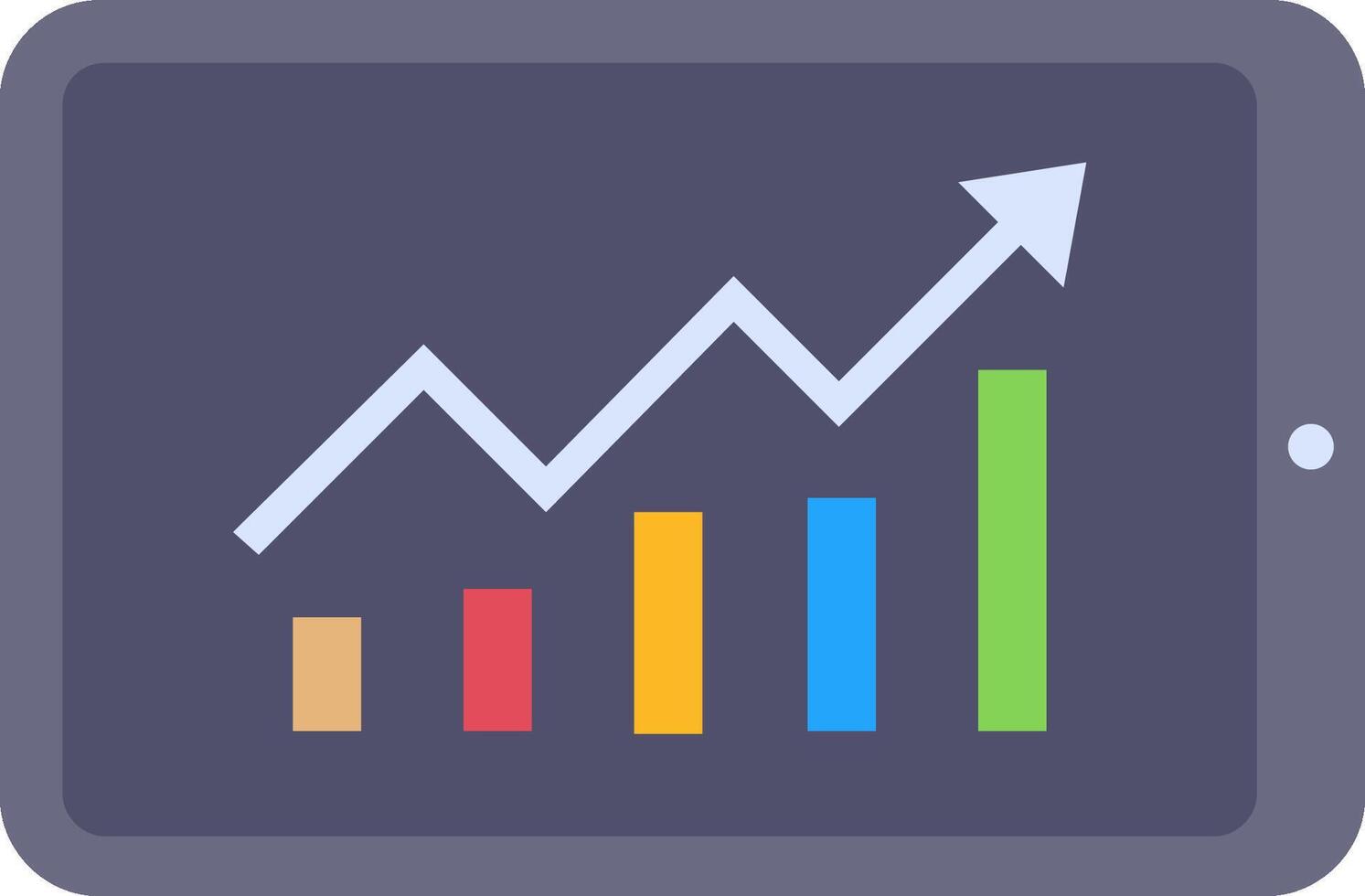 An icon of a tablet with a graph on it vector