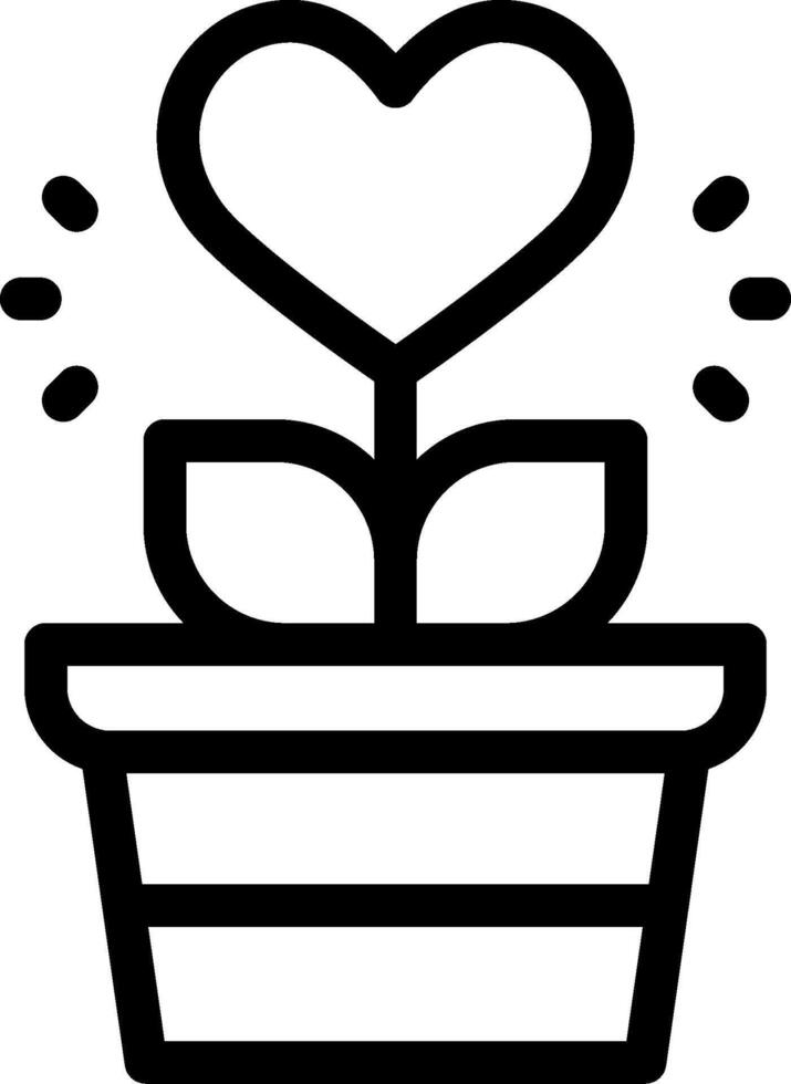 A heart shaped plant in a pot with a heart vector