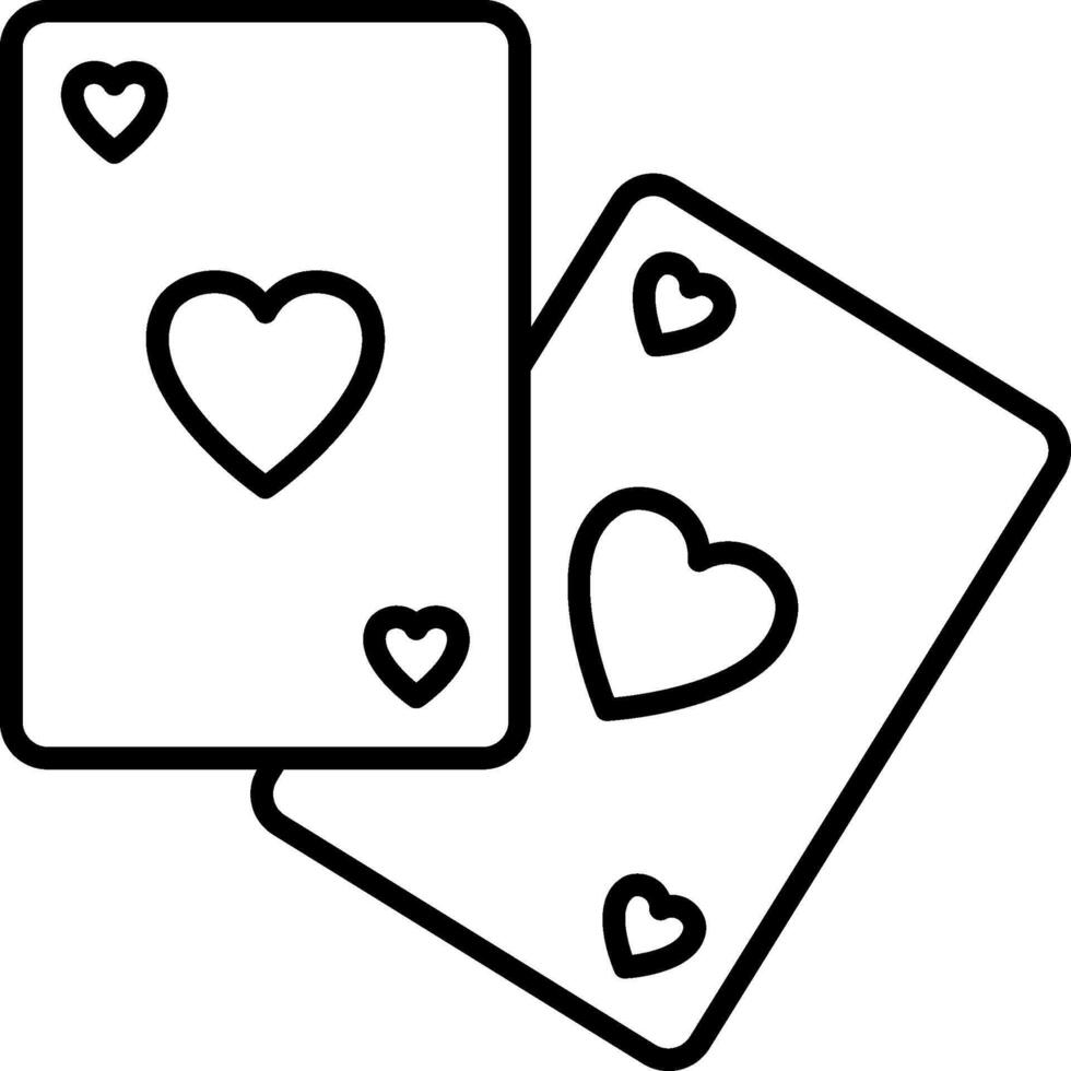 Two playing cards with hearts on them vector
