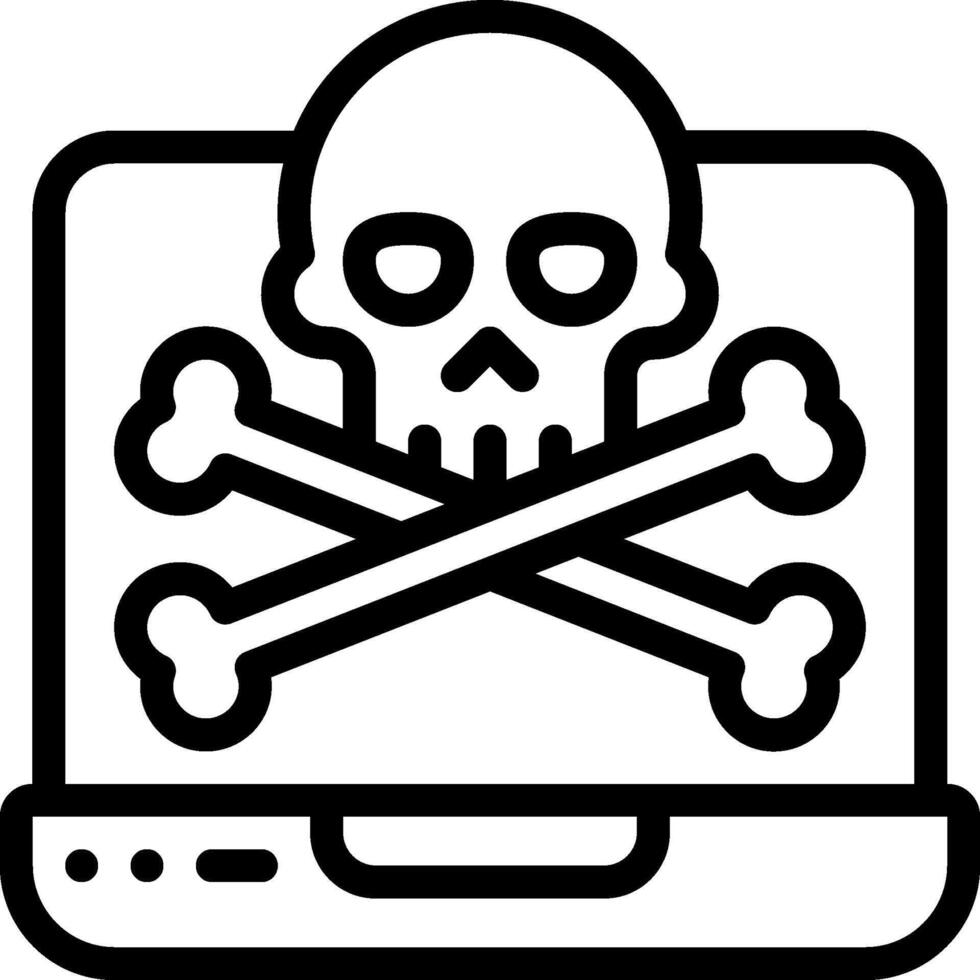 A skull and crossbones on a laptop vector
