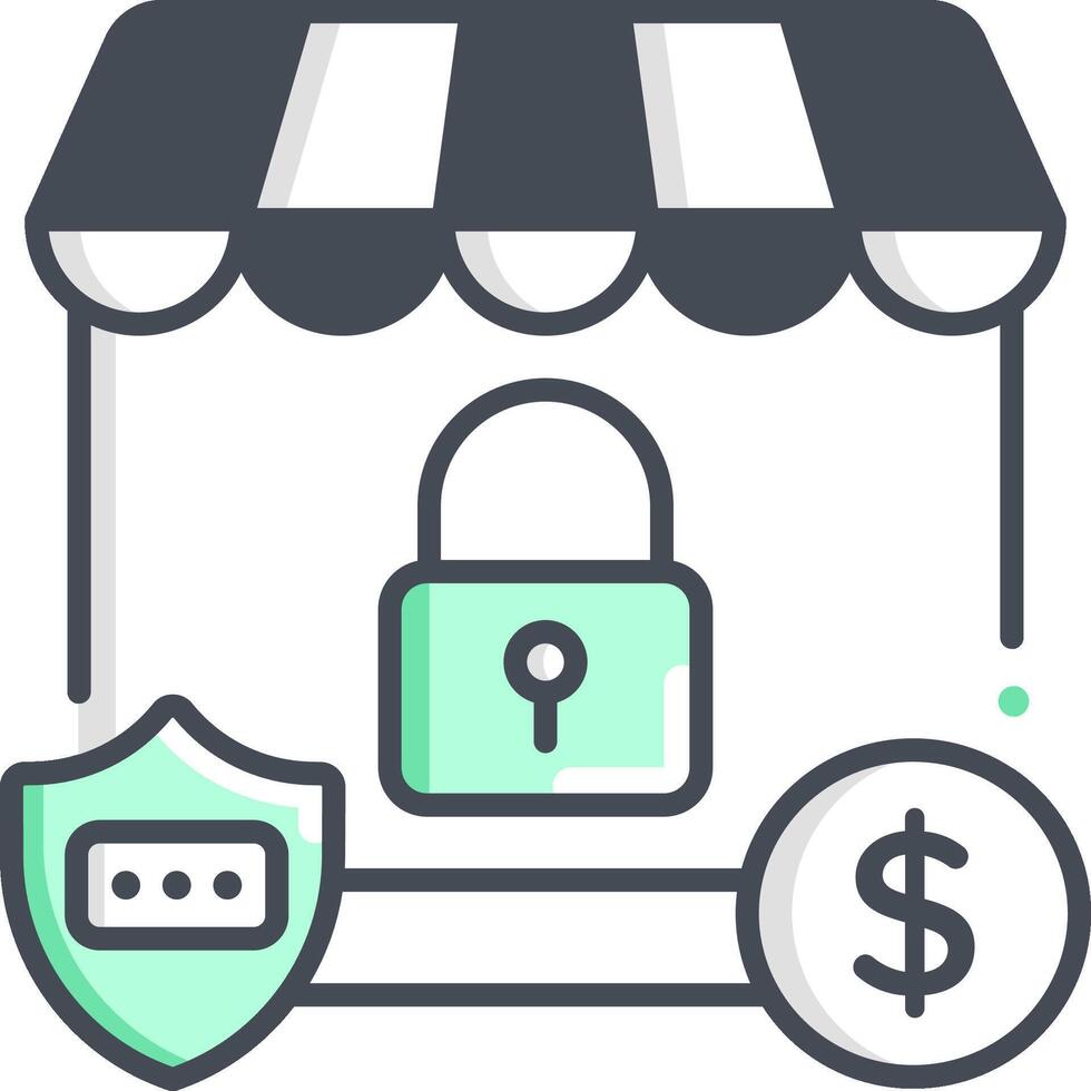A shop with a lock and dollar sign vector