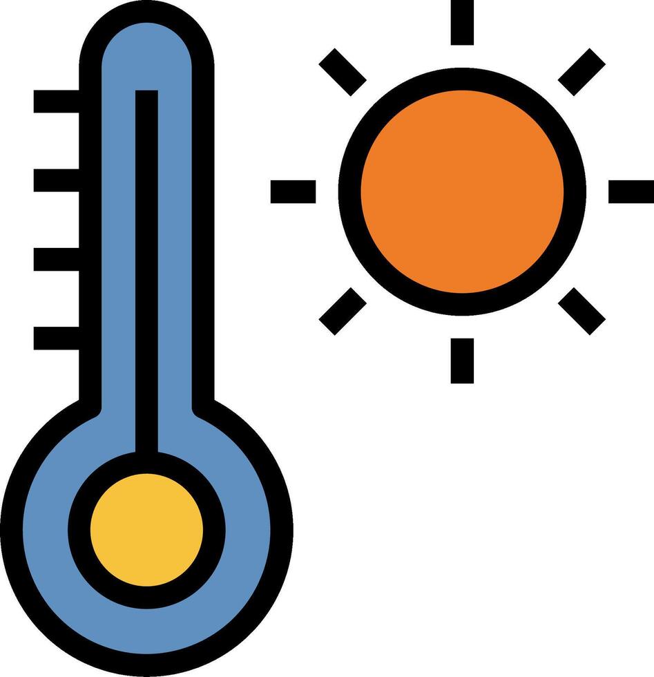 A thermometer and sun icon vector