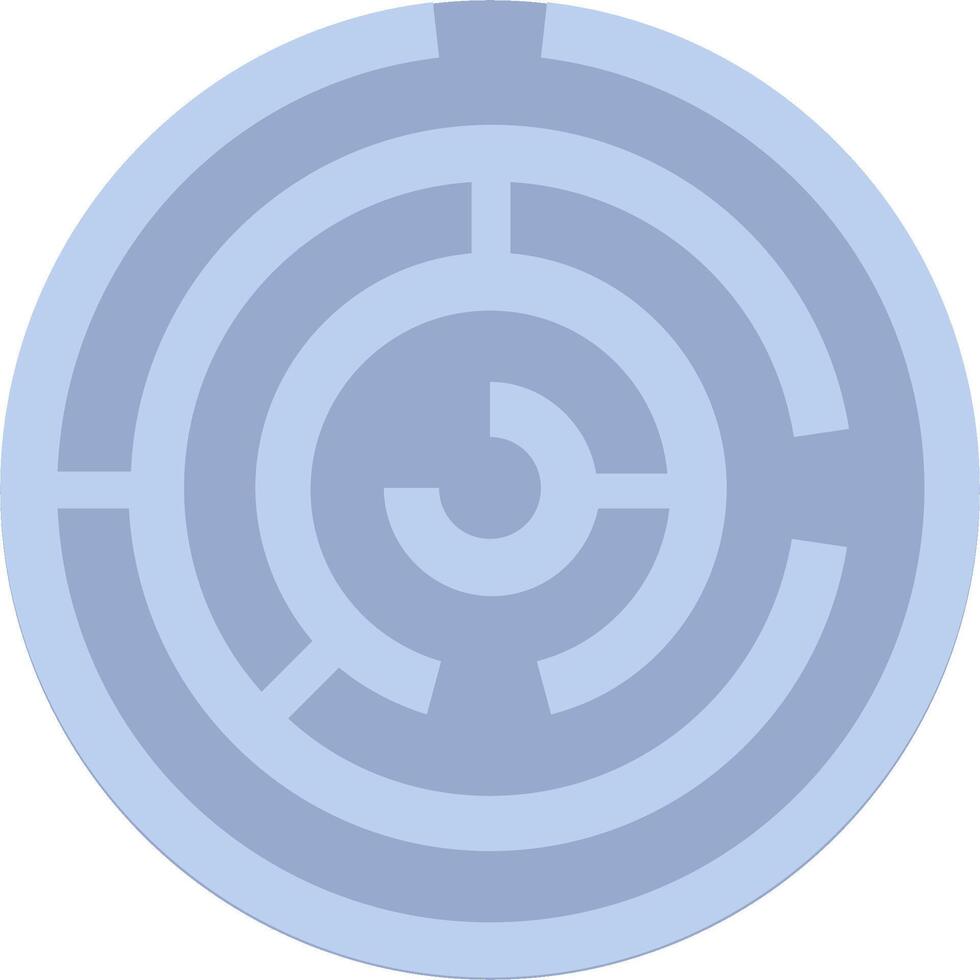 A blue circular maze with a circular path inside vector