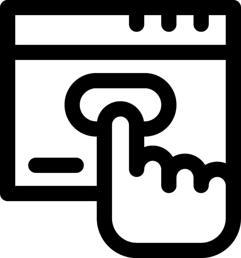 A hand pointing at a computer screen vector