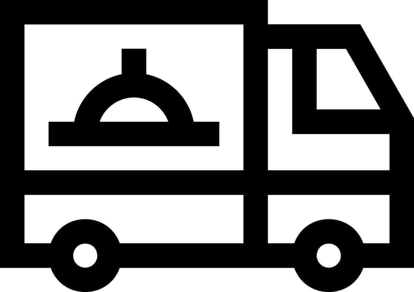 A black and white image of a pizza delivery truck vector
