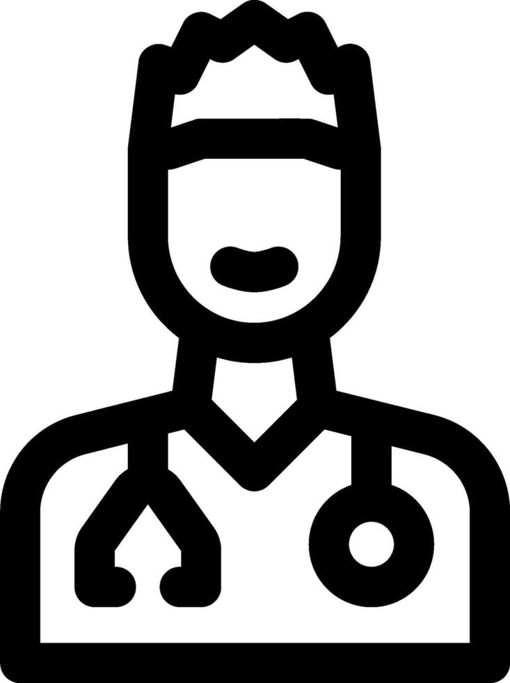 A black and white icon of a doctor vector