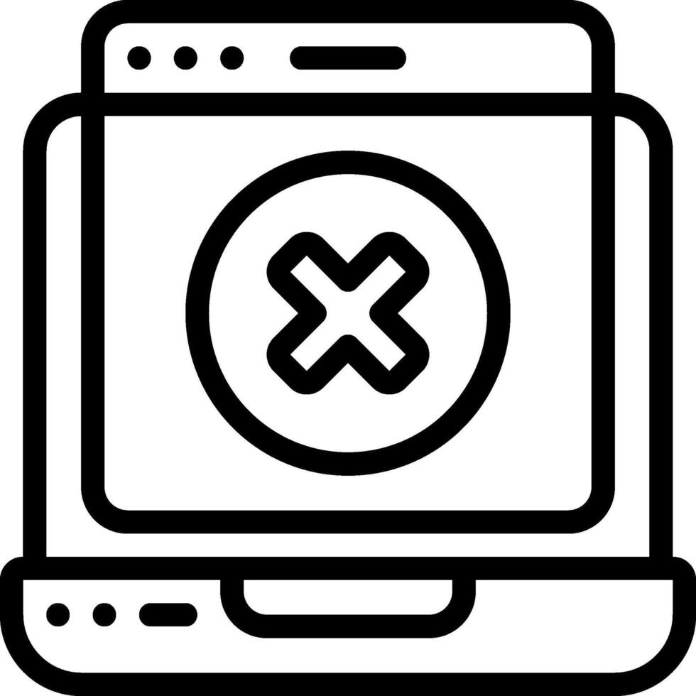 A computer with an x symbol on it vector