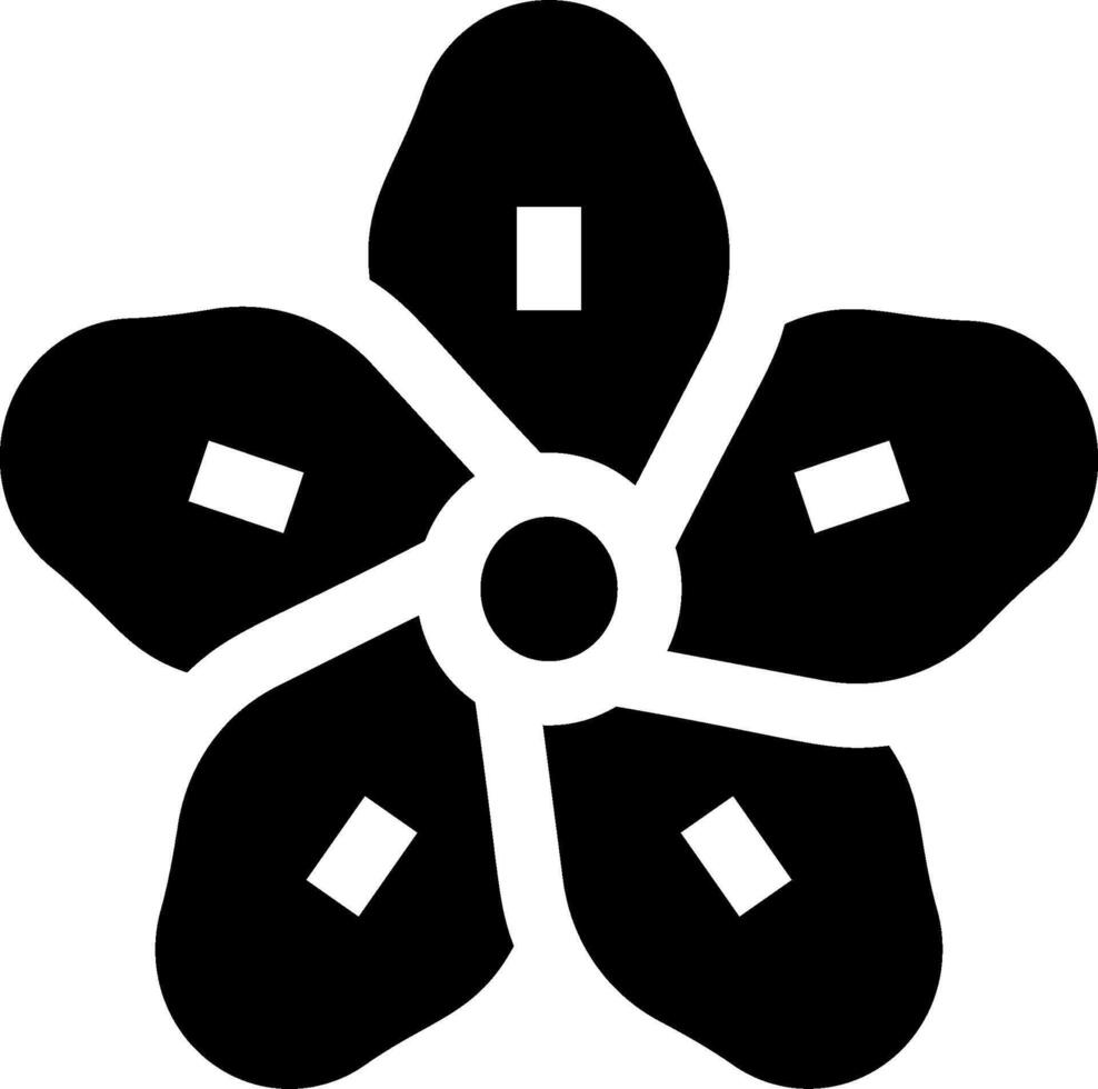 A black and white flower with four petals vector