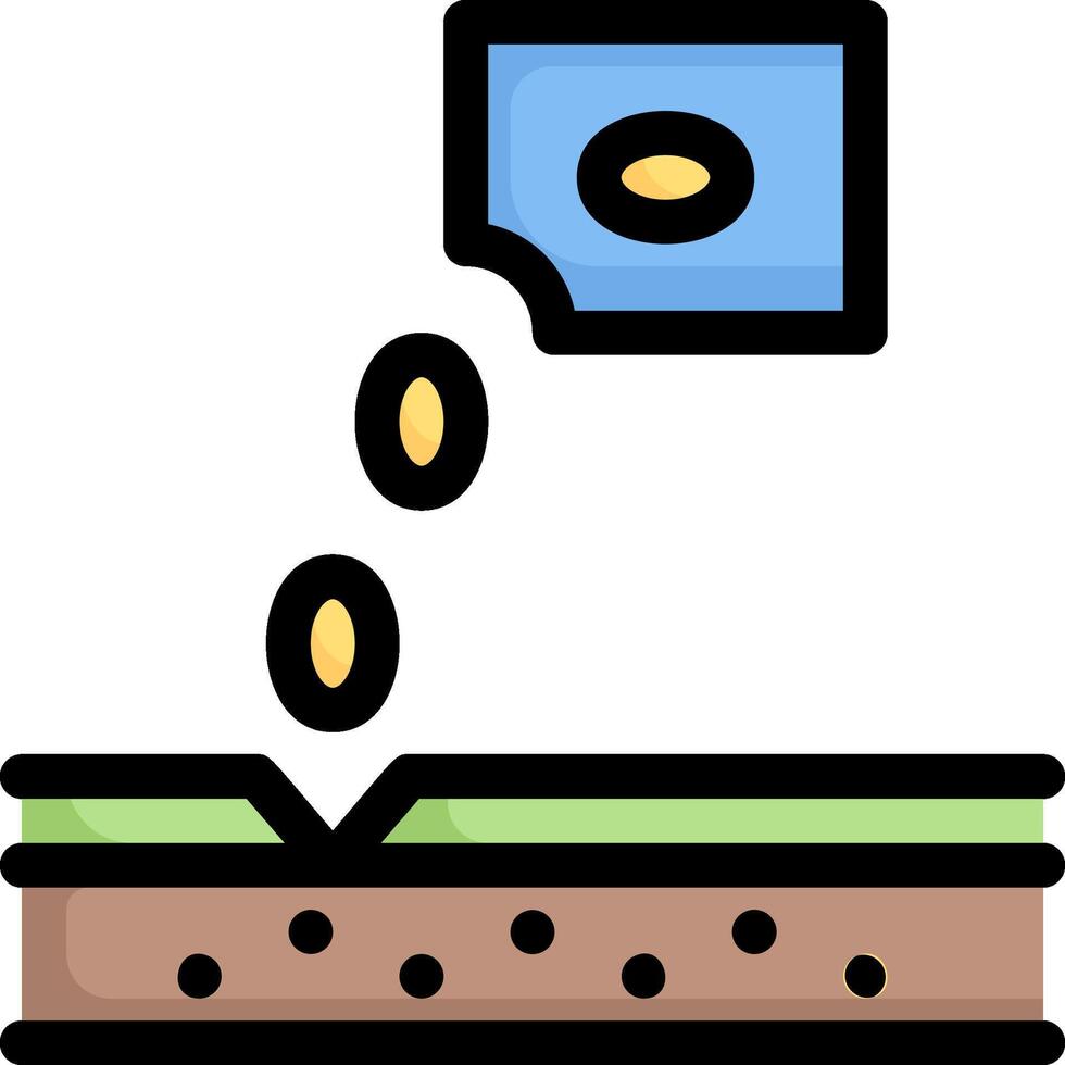A flat icon of a seed being planted vector