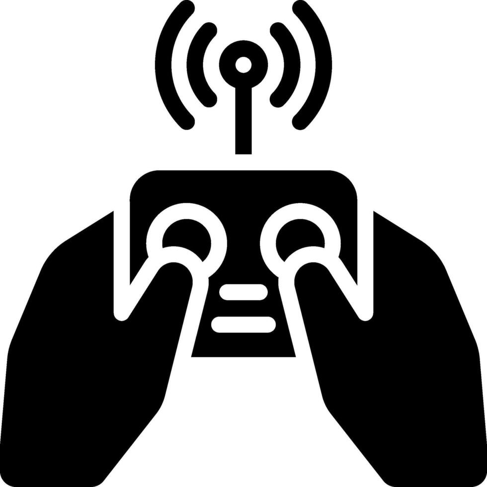 A black and white image of a hand holding a remote control vector