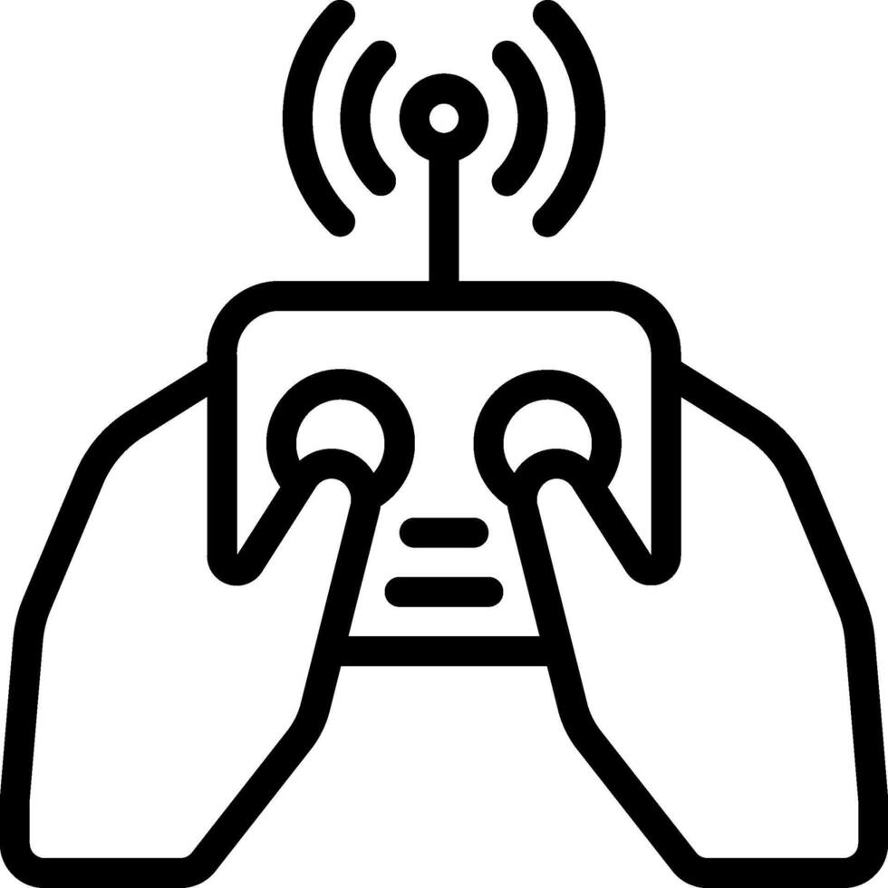 A black and white image of a hand holding a remote control vector