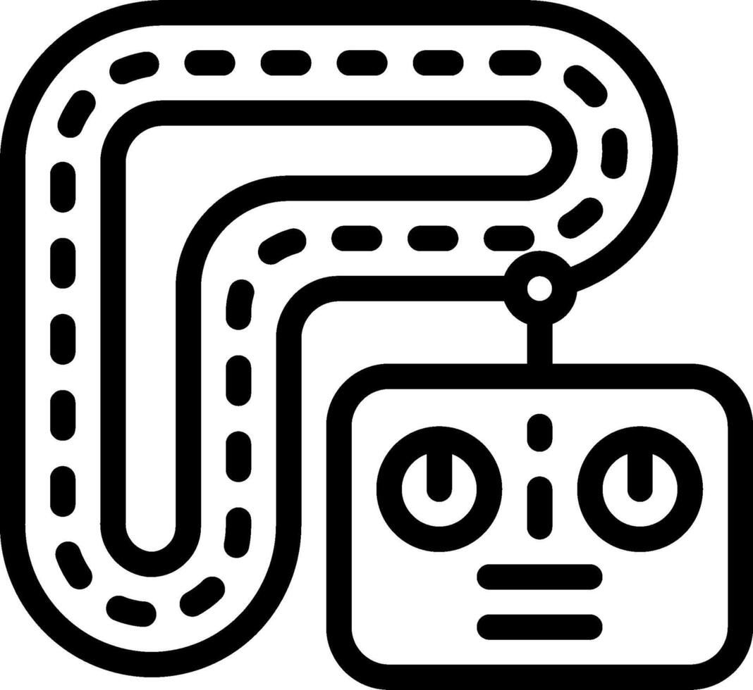 A robot is sitting on a track and has a ball attached to it vector