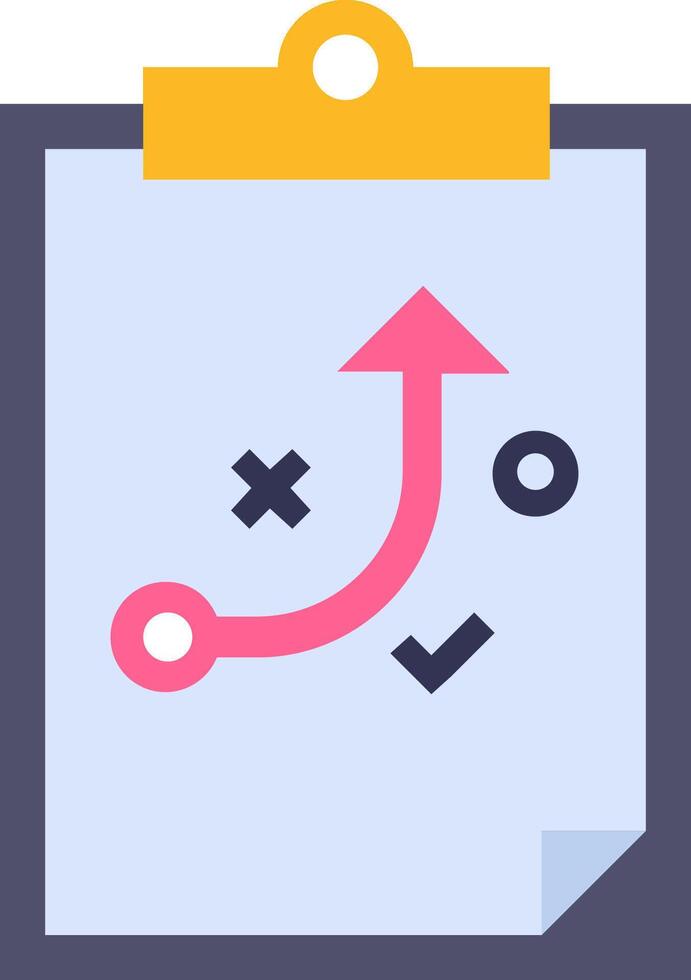 A clipboard with an arrow pointing up and a pink arrow pointing down vector