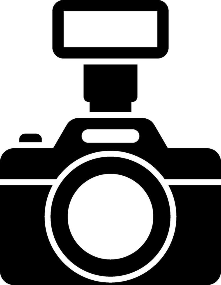 A camera with a flash light on it vector