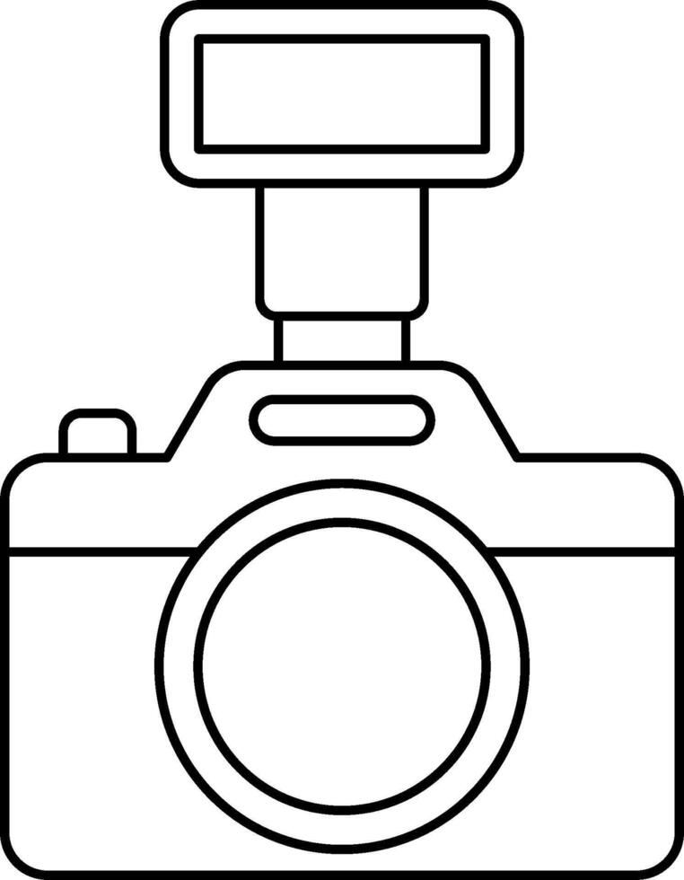 Camera with flash light outline coloring page vector