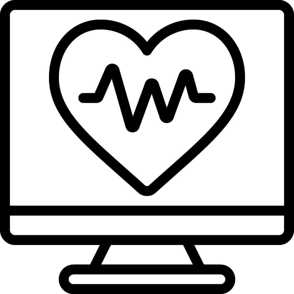 A computer monitor with a heart beat on it vector
