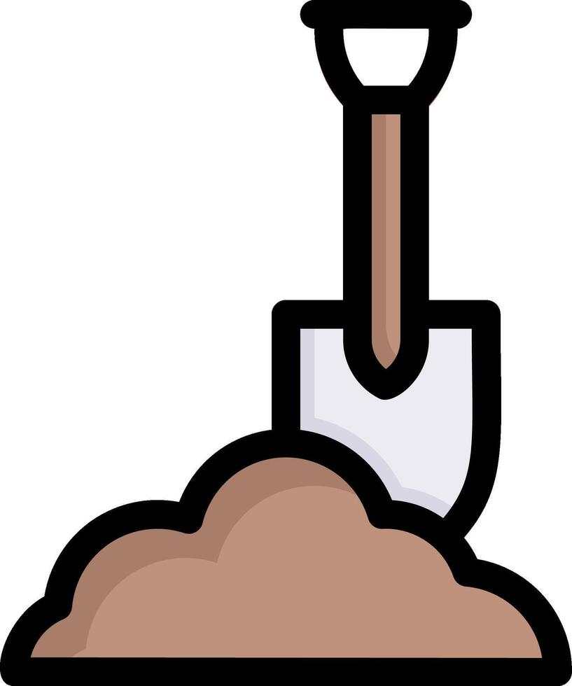 A shovel and shovel in the ground vector