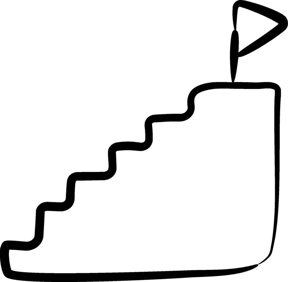 A drawing of a staircase with a flag on top vector