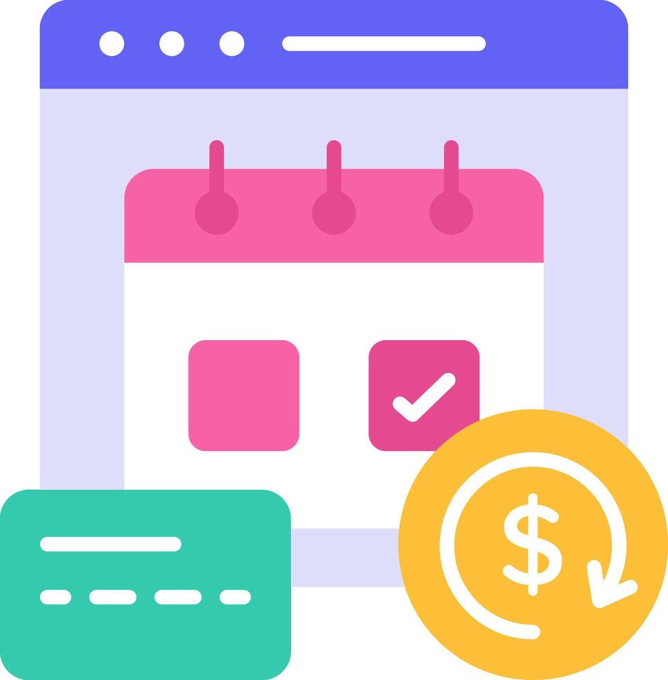 A calendar with a dollar sign and a credit card vector