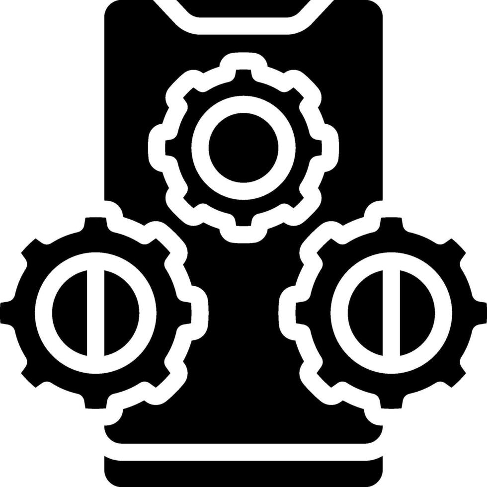 A black and white icon of gears vector