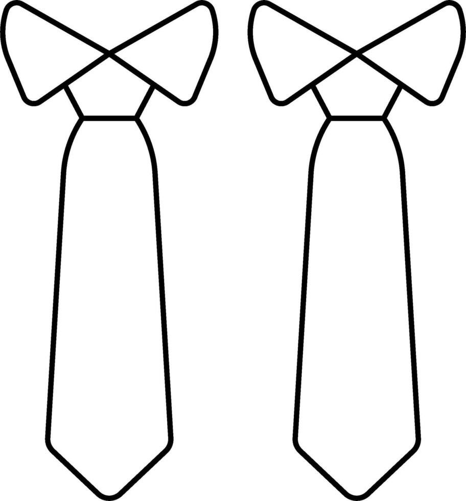 Two ties are shown in black and white vector