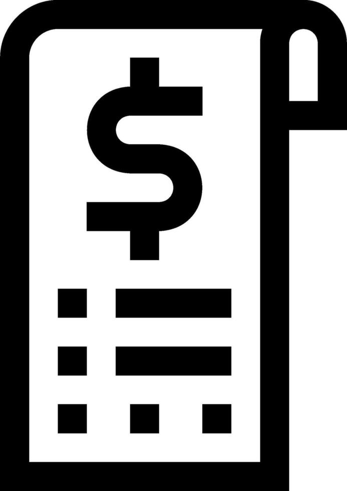 A receipt icon with a dollar sign vector