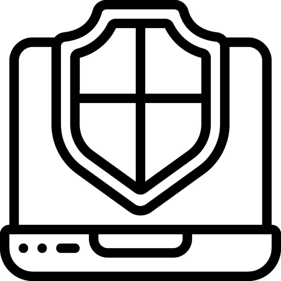A laptop with a shield on it vector