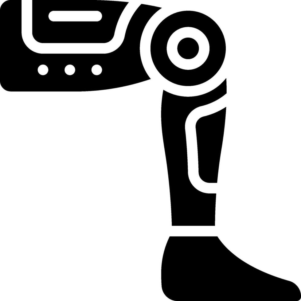 A black and white illustration of a robot leg vector