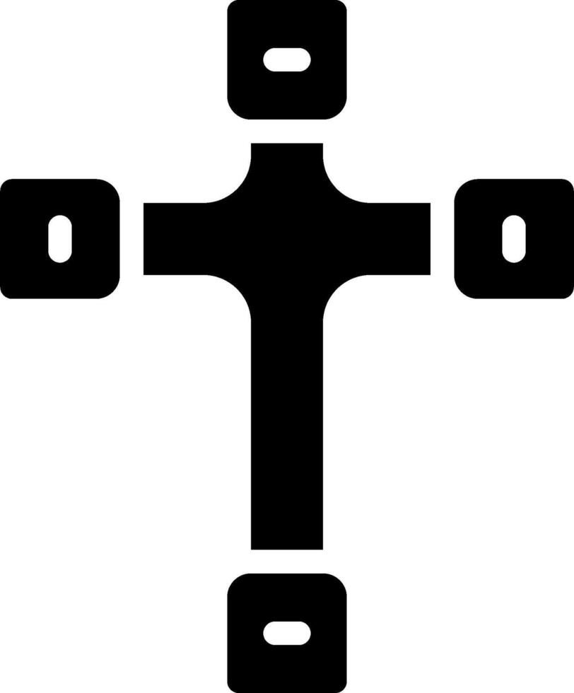 A cross with four squares on it vector