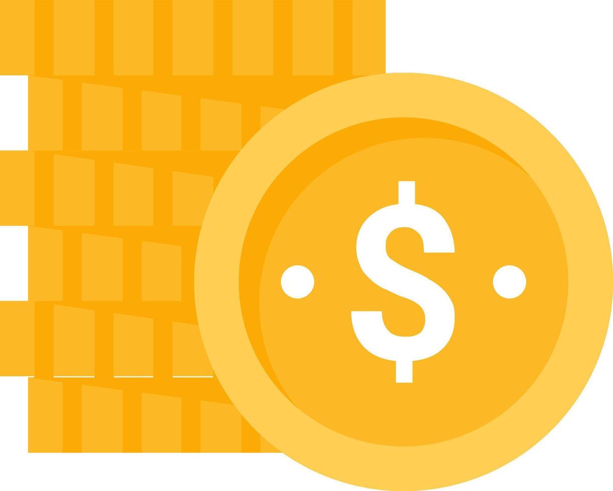 A yellow dollar sign is next to stacks of money vector