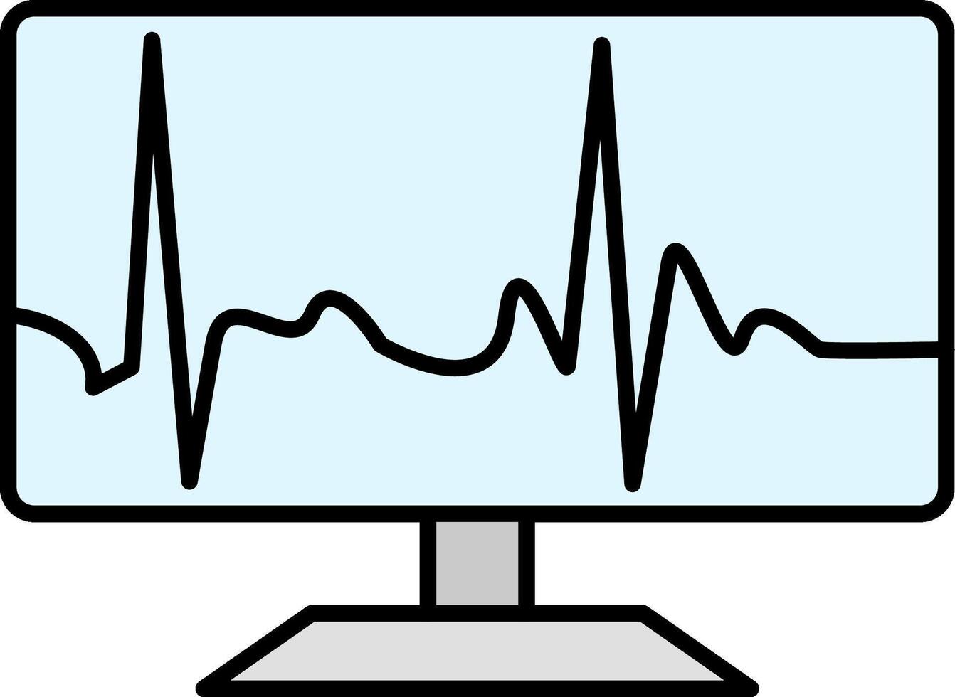 A computer monitor with an ecg line on it vector