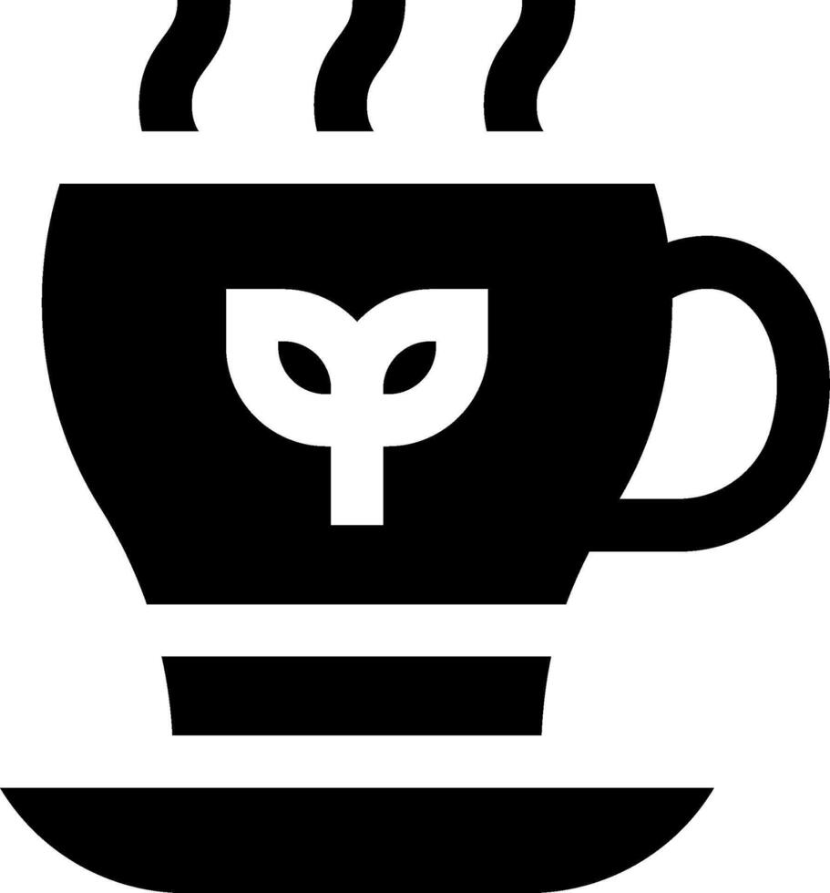 A black and white coffee cup with a plant symbol vector