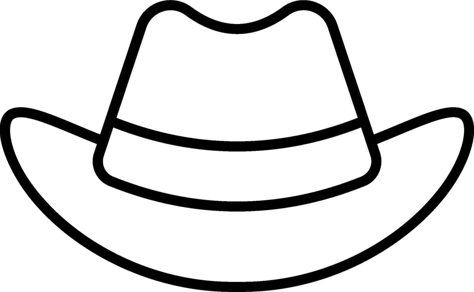 A cowboy hat is shown in black and white vector