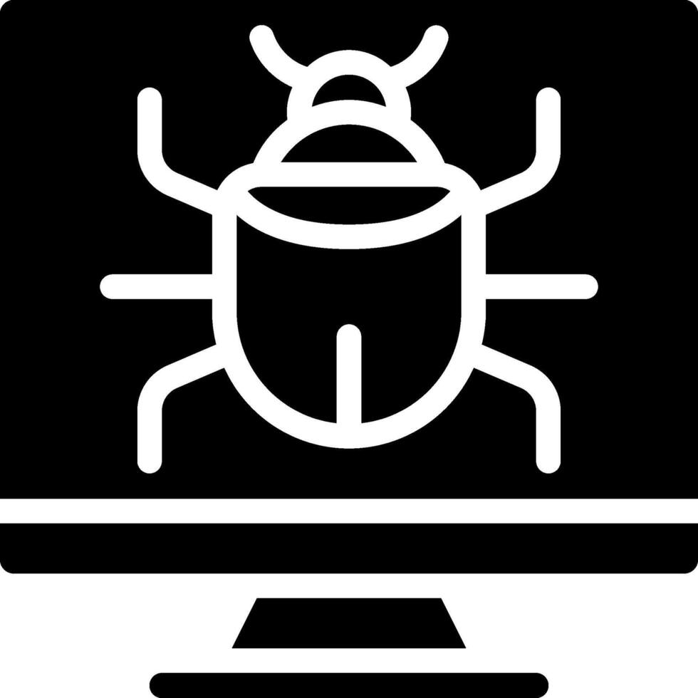 A black and white image of a bug on a computer screen vector