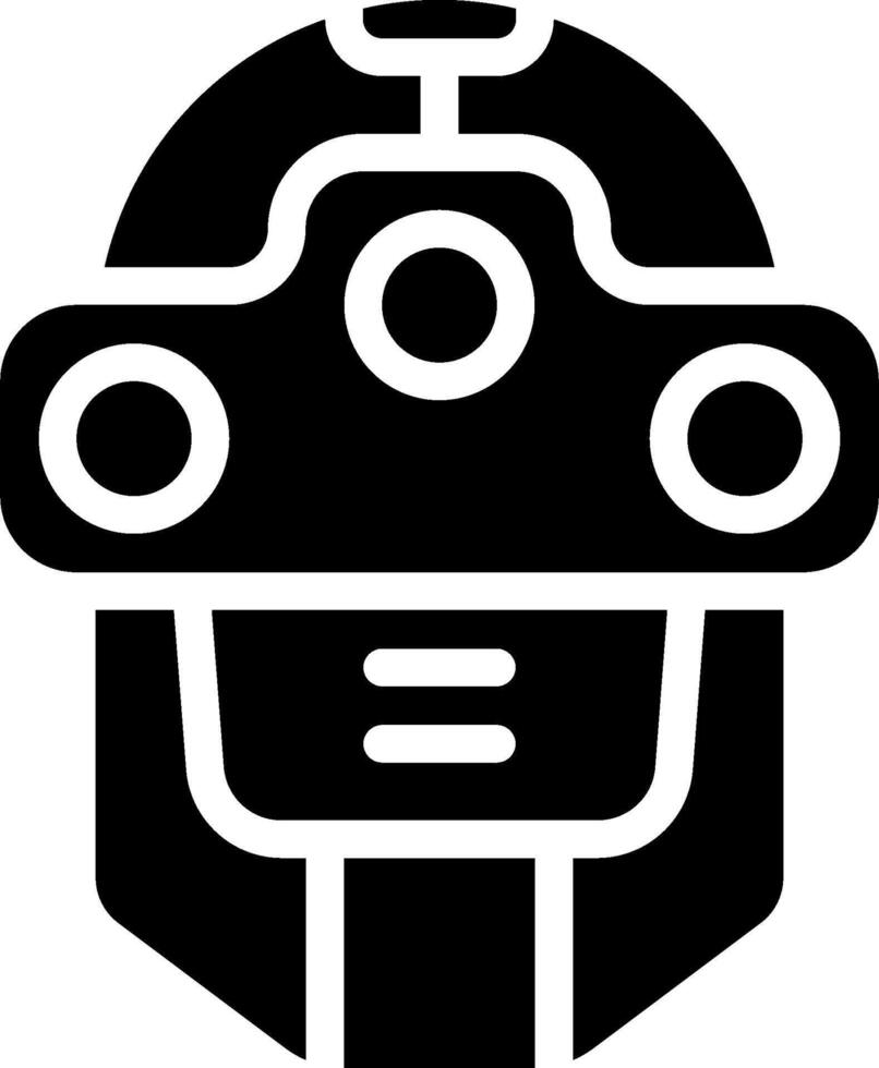 A black and white image of a robot head vector
