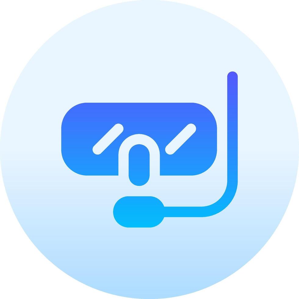 A blue and white icon with a headset and a microphone vector