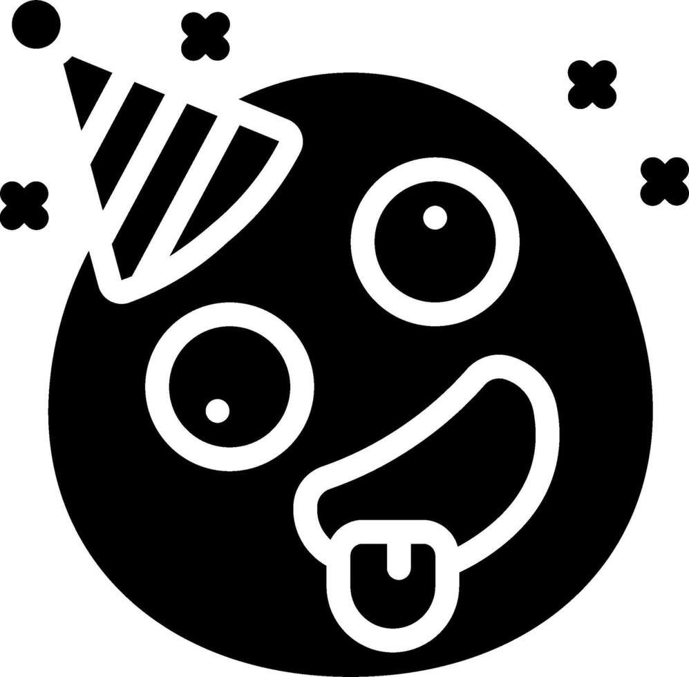 A black and white emoji with a party hat vector