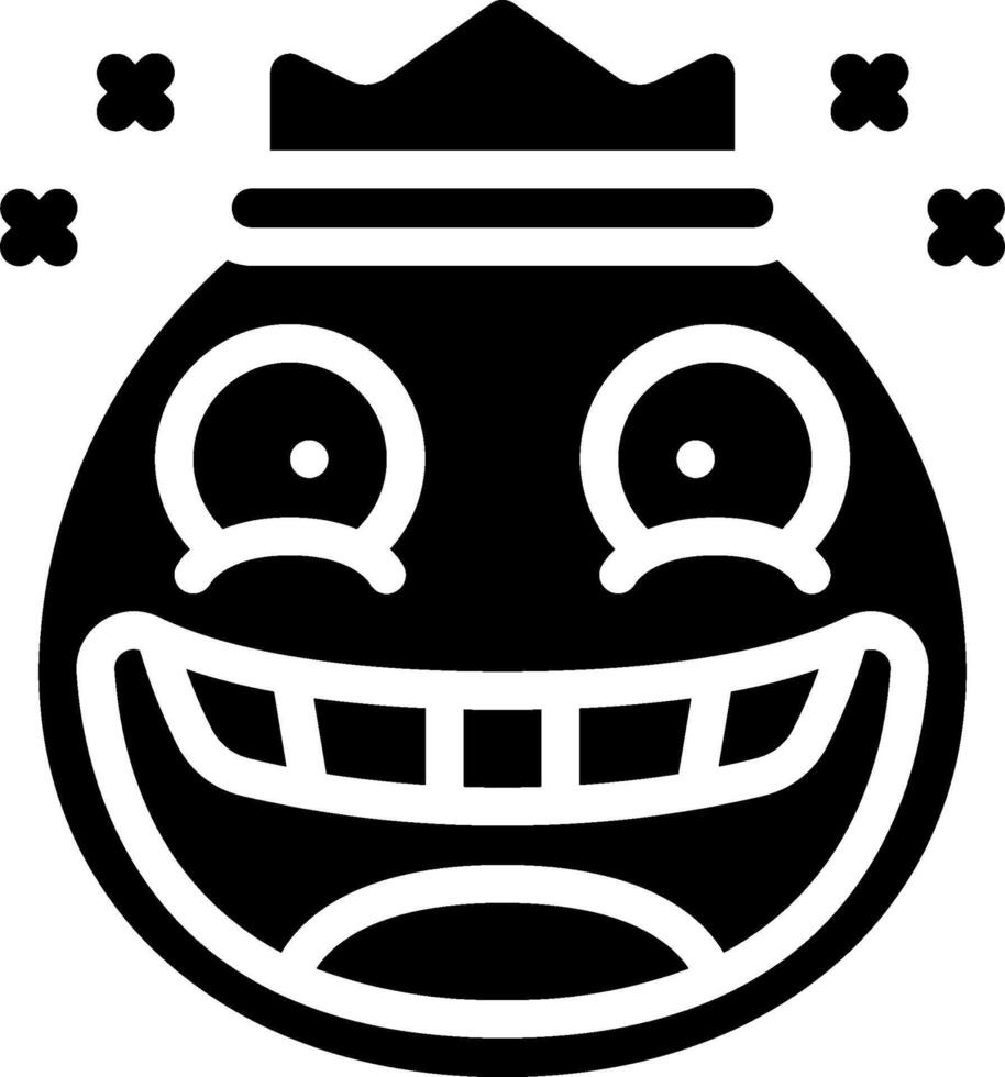 A black and white cartoon face with a crown on it vector
