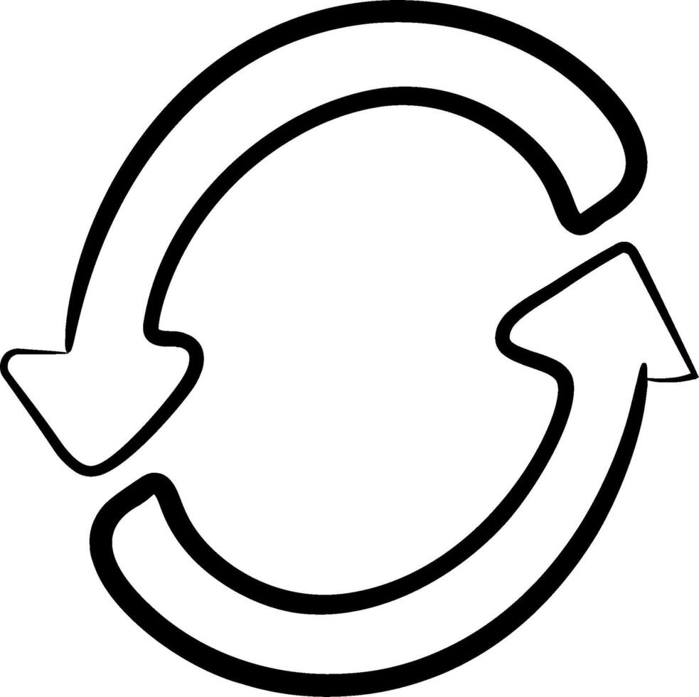 A black and white drawing of a circular arrow vector