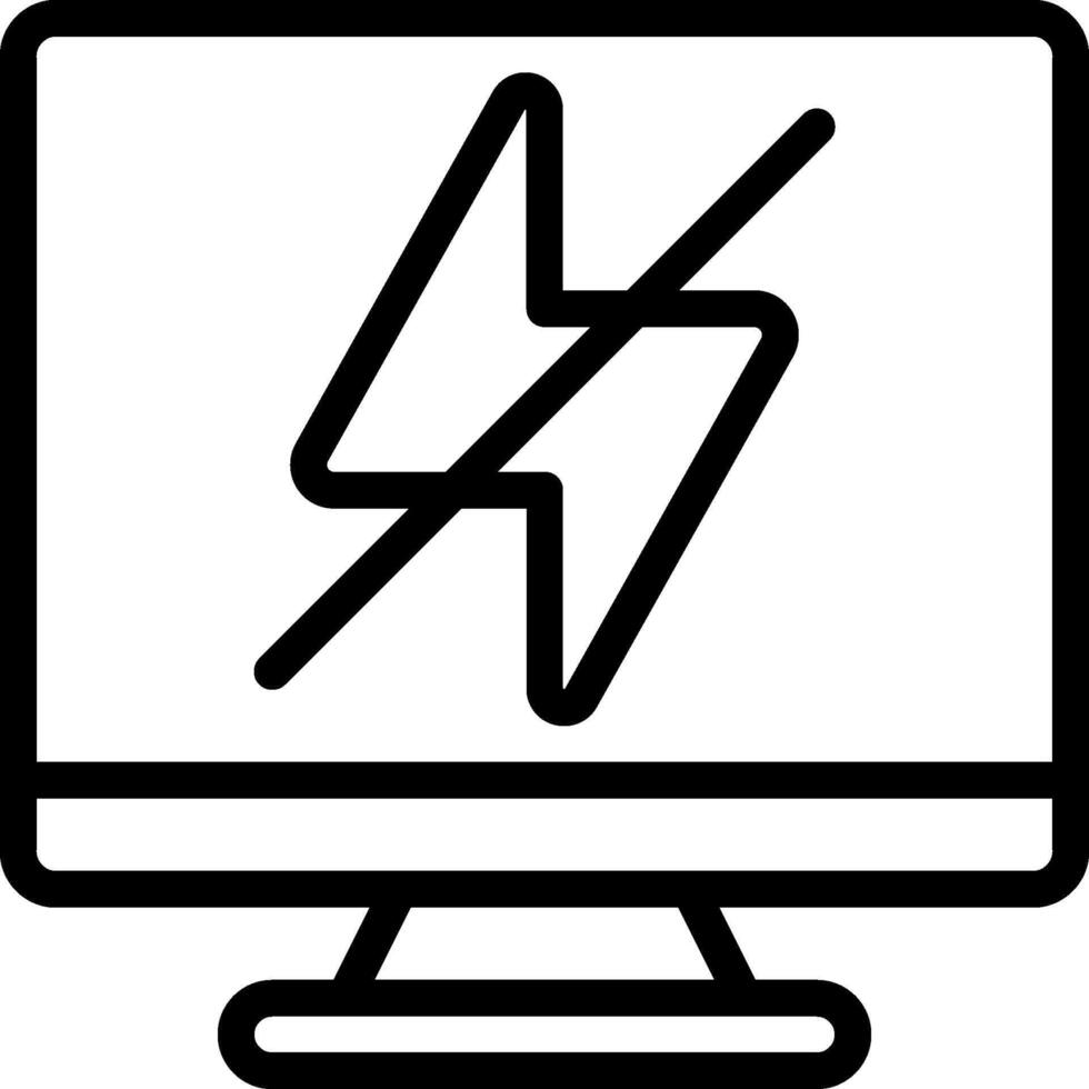 A computer monitor with a lightning bolt on it vector
