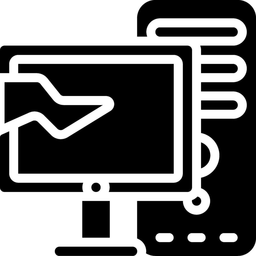 A computer monitor with a mouse and a paper vector