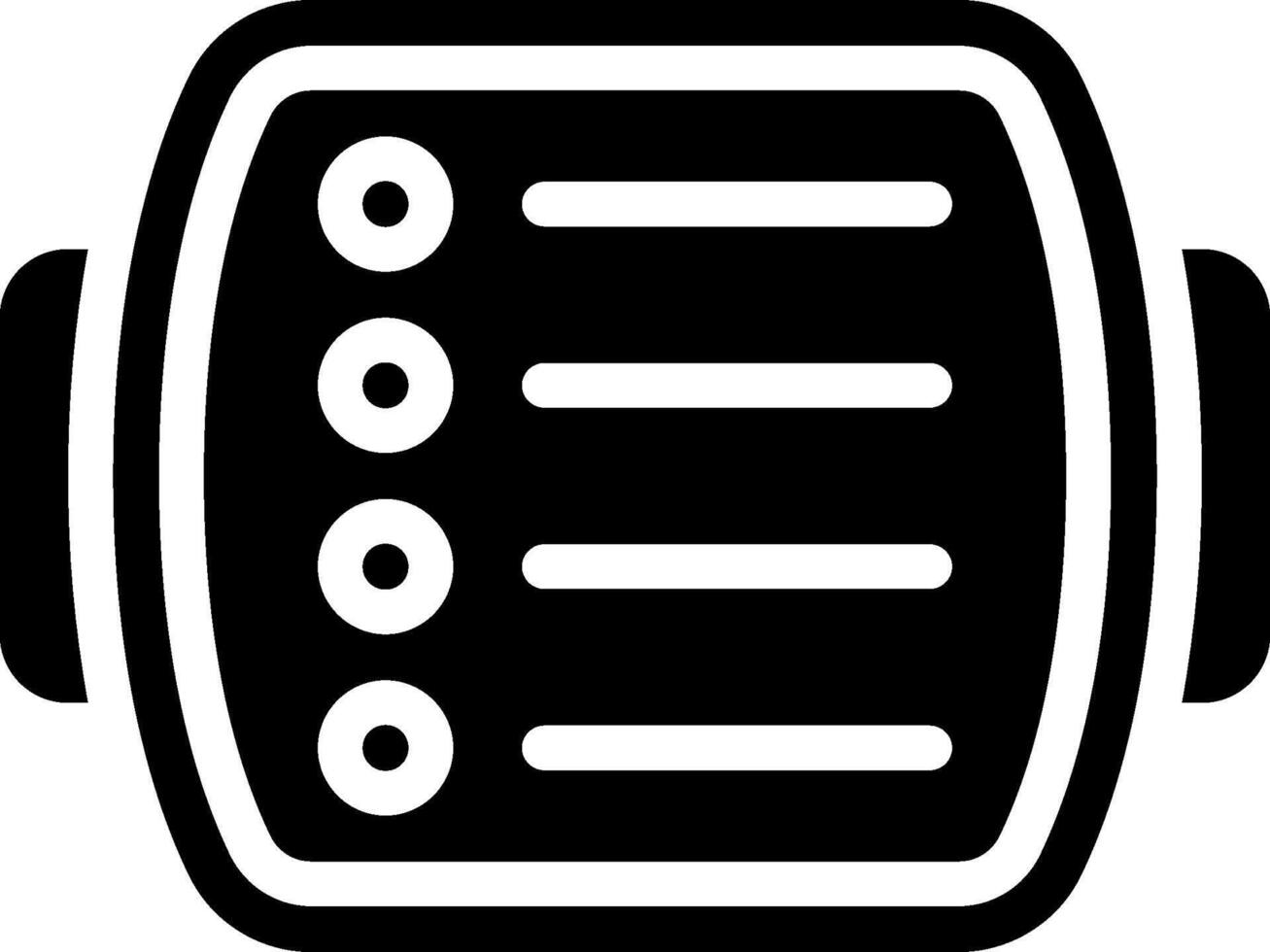 A black and white icon of a clock vector