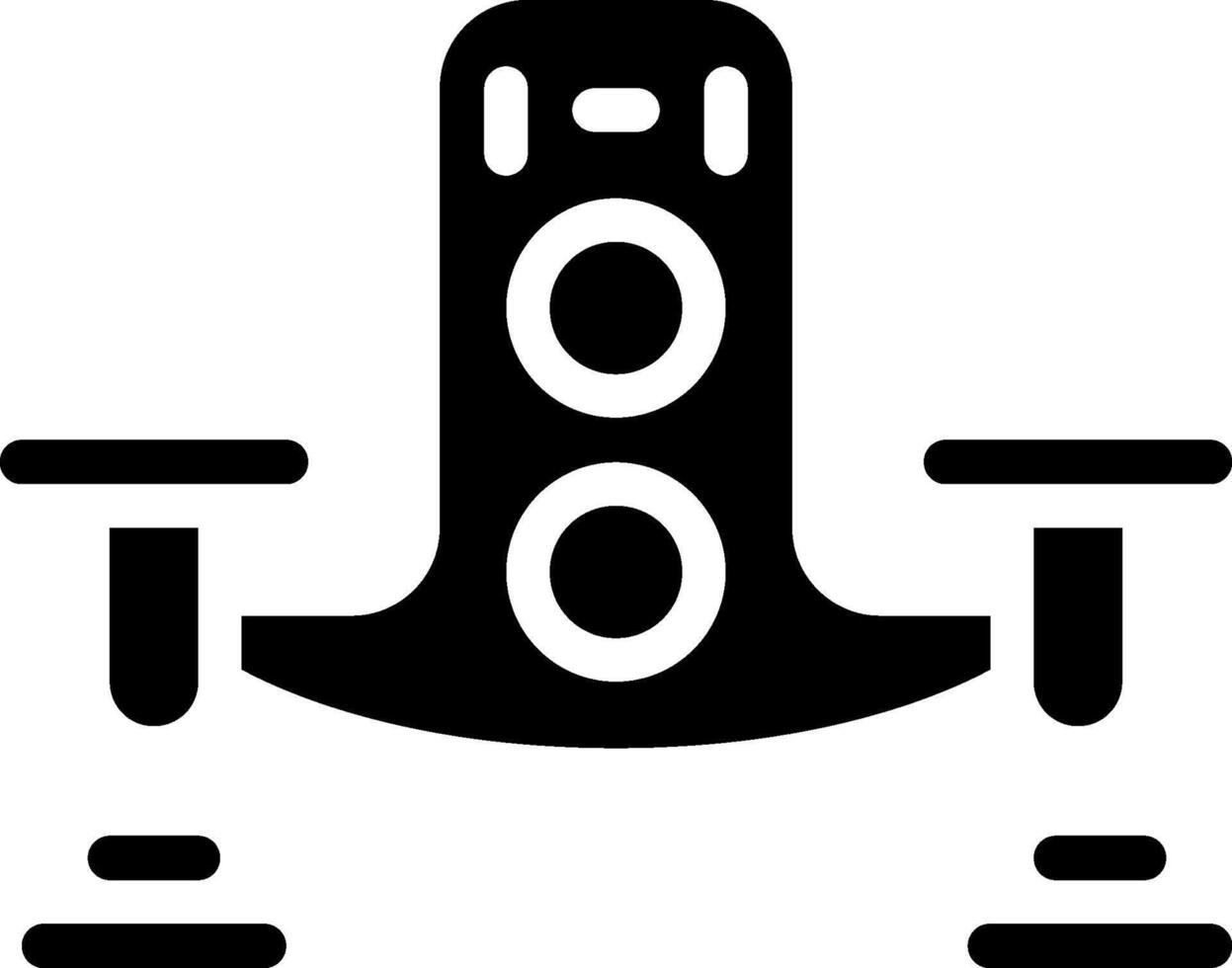 A black and white icon of a speaker vector