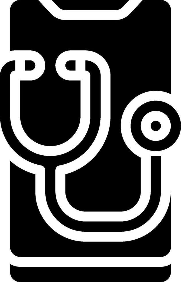 A black and white icon of a stethoscope vector