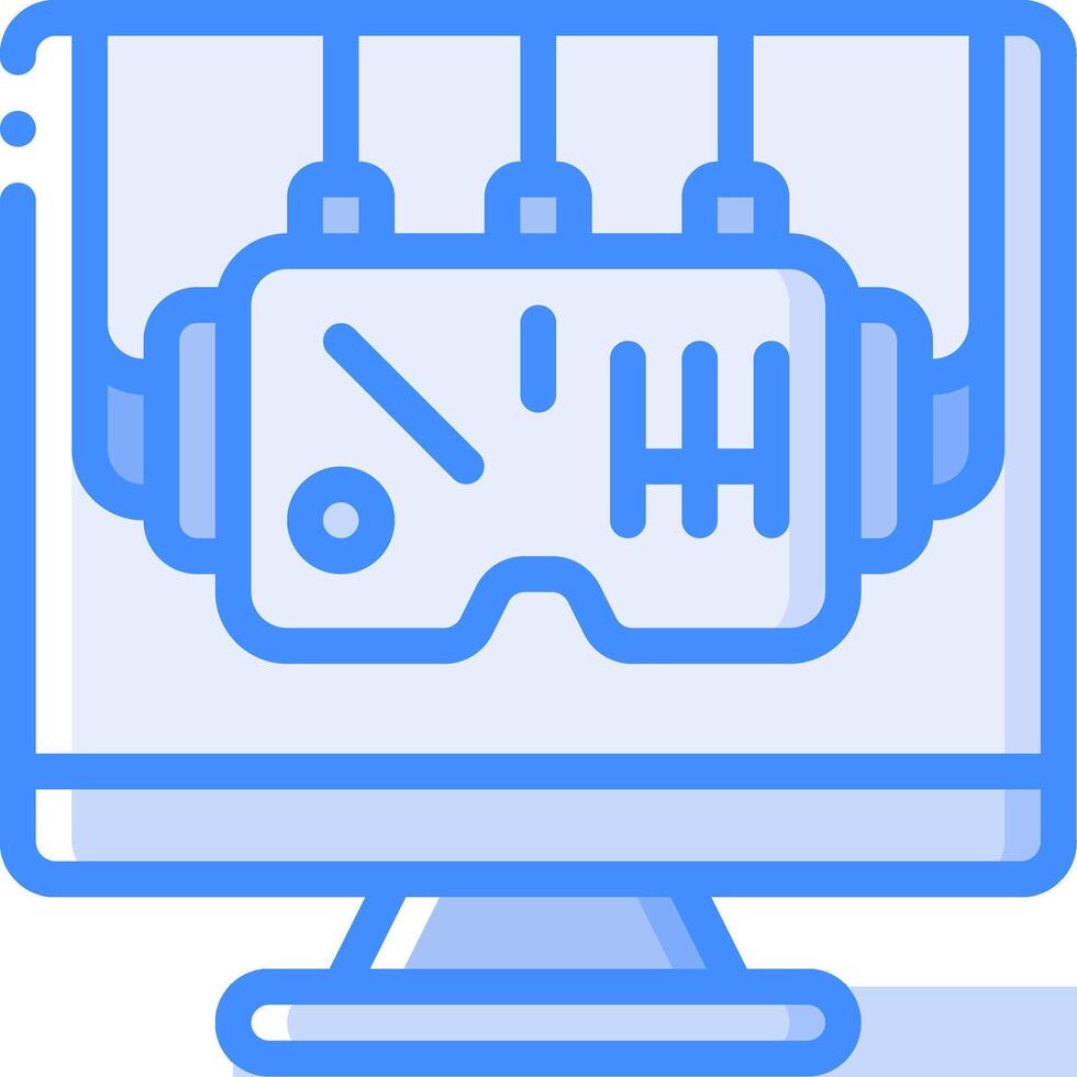 A computer monitor with a virtual reality headset on it vector