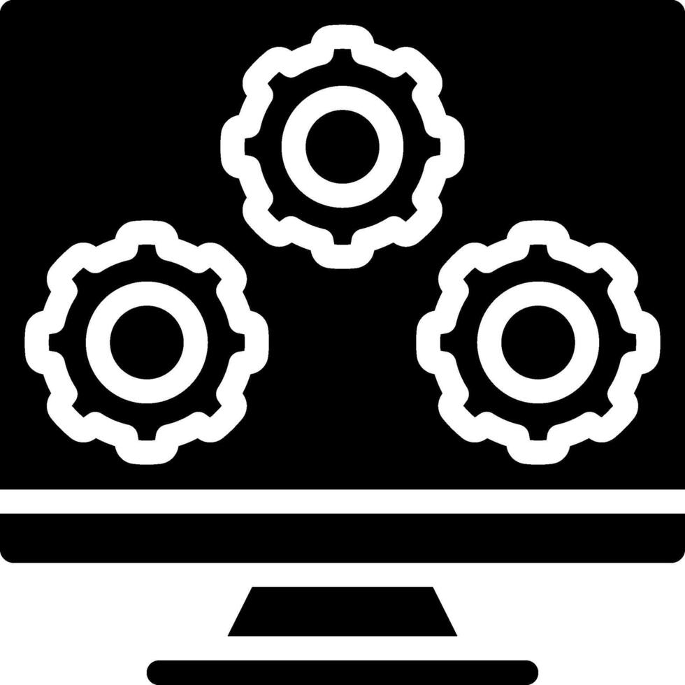 A computer monitor with gears on it vector