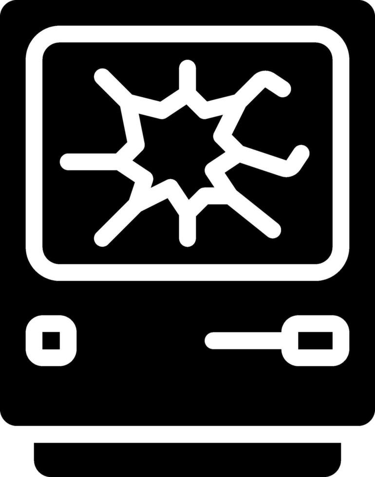 A computer screen with a broken window vector