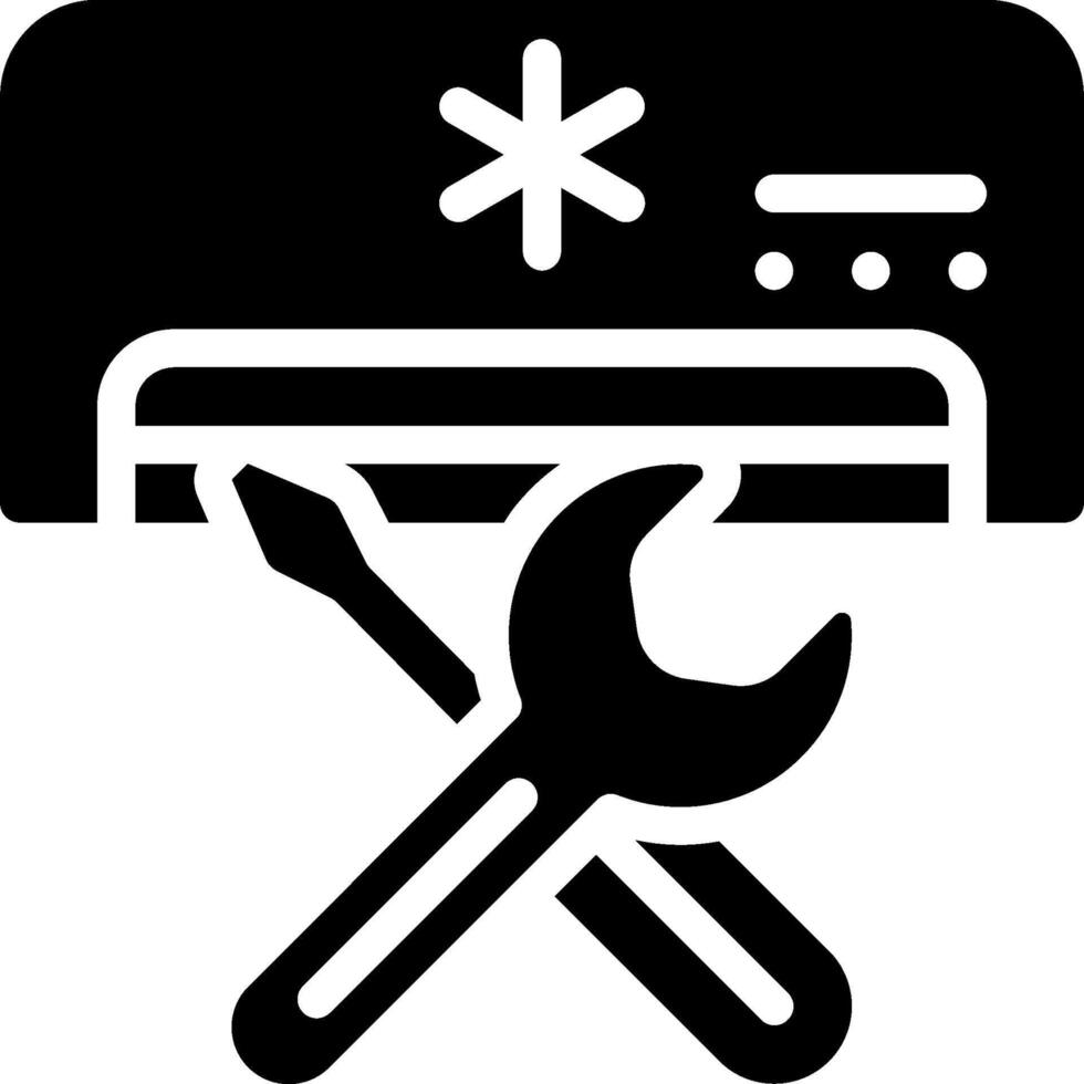 A black and white image of a wrench and a refrigerator vector
