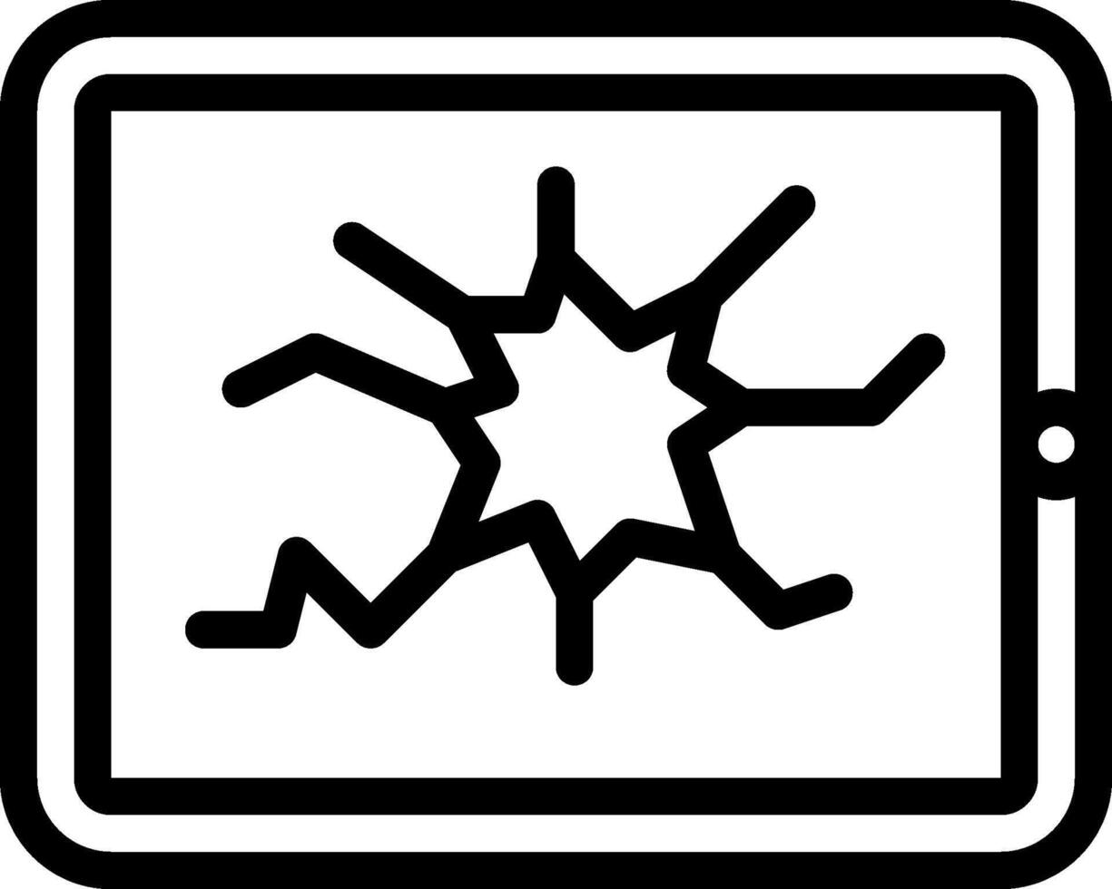 A tablet with a broken screen icon vector